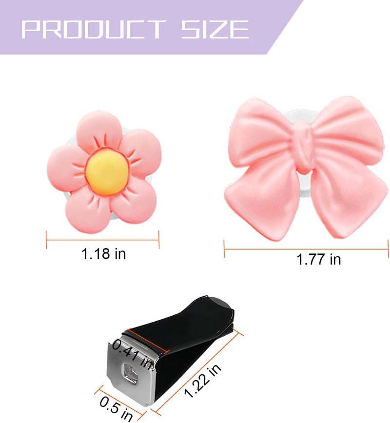 FALVFUN 8PCS Car Air Vent Clips, Cute Bow & Sunflower Vehicle Vent Decorations Charm, Aesthetic Automotive Interior Outlet Ornament Accessories, Universal for SUV Sedan Truck (Pink) - Image 2